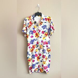 Vintage Silk Floral Print Mini Dress